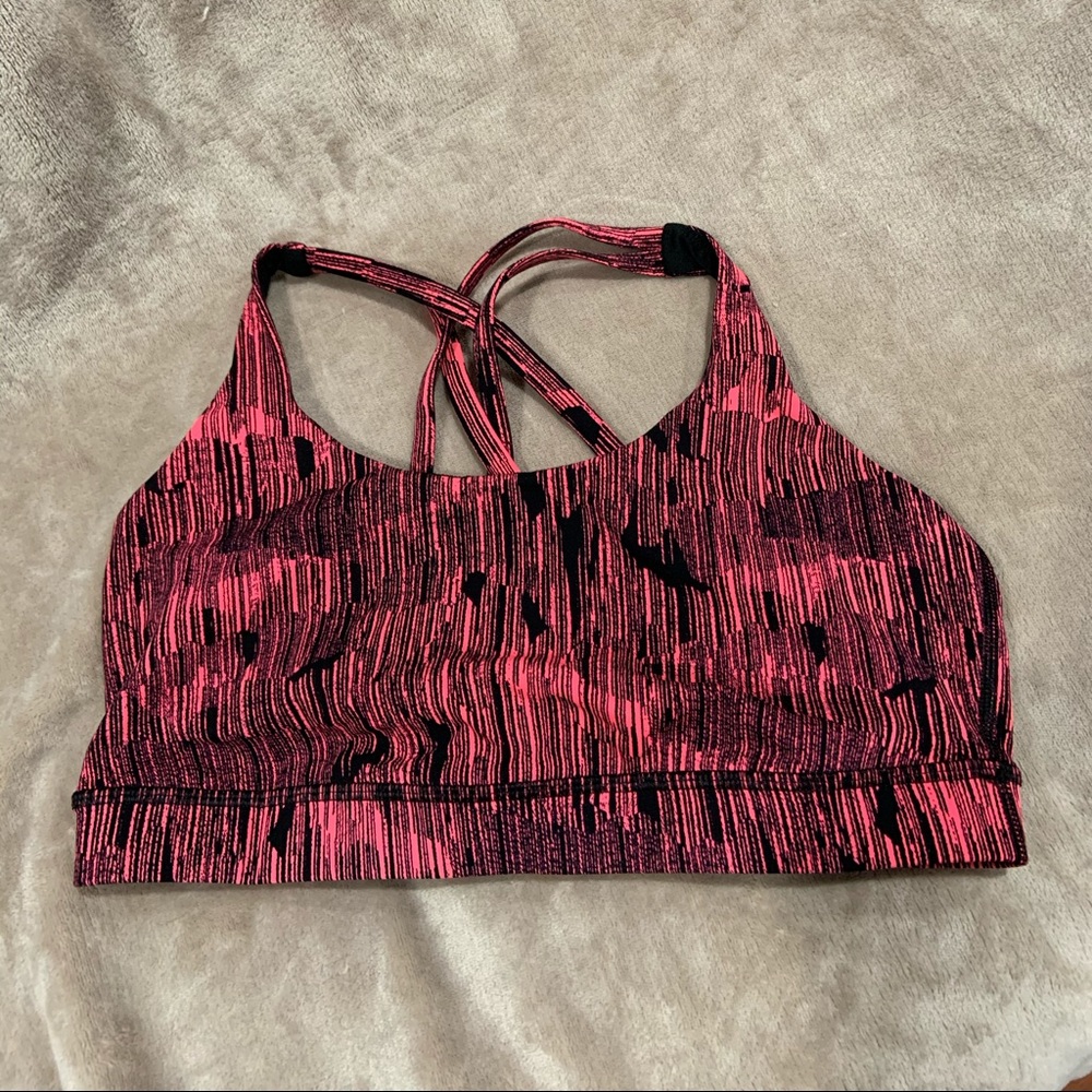 lululemon athletica Pink and Black Strappy Sports Bra